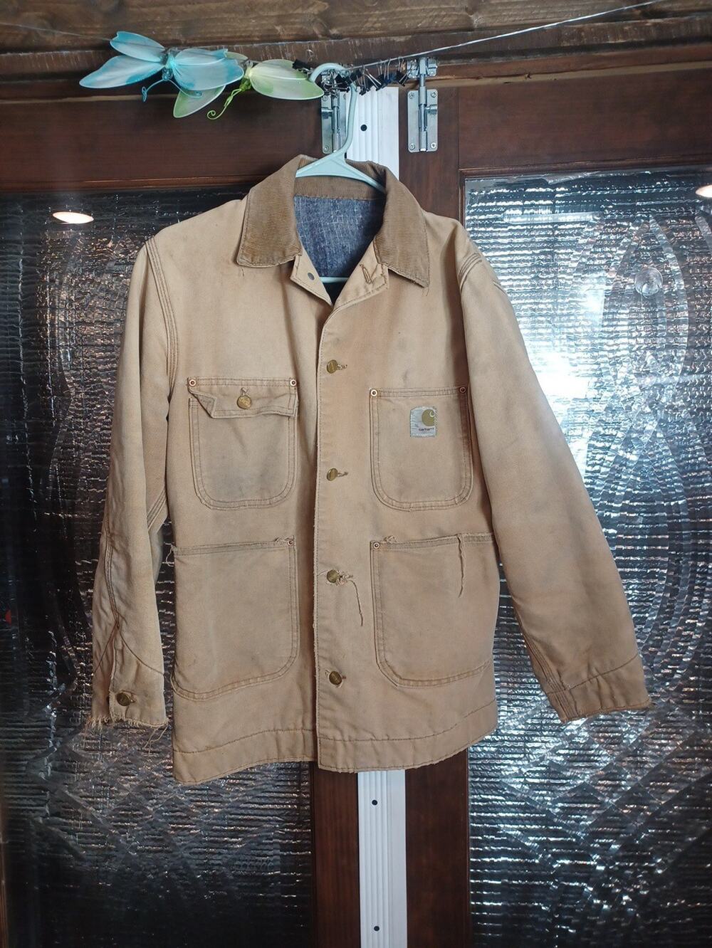Vintage 70s Carhartt 36 Chore Coat Distressed Size 36 Red Carhartt Lable